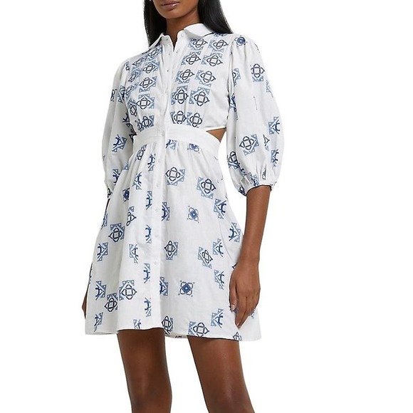 River Island Embroidered Mini Shirt Dress - Picture 1 of 16